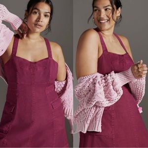 NWT Anthropologie square neck mini dress linen stretch